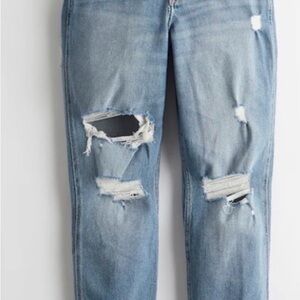 Hollister Curvy High-Rise Ripped Medium Wash Mom Jeans